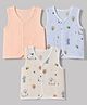 Babyhug 100% Cotton Woven Sleeveless Bunny Printed Front Open Jhablas Pack Of 3 - Peach Light Blue & White
