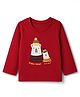 Doodle Poodle Single Jersey Knit Full Sleeves T-Shirt with Bear Print - Red