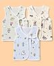Babyhug 100% Cotton Woven Sleeveless Bunny Bear & Floral Printed Front Tie Up Jhablas Pack Of 3 - Light Blue Cream & Light Green