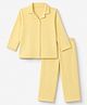 Babyhug Cotton Knit Full Sleeves Front Open Shirt & Pyjama Night Suit Co-Ords Set With Polka Dots - Yellow