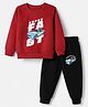 CUCUMBER Fleece Knit Full Sleeves Car Printed Winter Wear Suit - Maroon