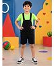 Kiddopanti Denim Woven Sleeveless Solid Dungaree - Black
