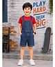 Kiddopanti Denim Woven Sleeveless Washed Dungaree - Blue