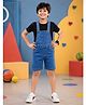 Kiddopanti Denim Woven Sleeveless Washed Dungaree - Blue