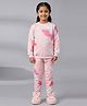Kiddopanti Cotton Knit Full Sleeves Tie & Dye Coordinating Tee & Pajama Night Suit - Baby Pink