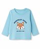 Doodle Poodle Single Jersey  Knit Full Sleeves T-Shirt with Fox Print - Aqua Blue