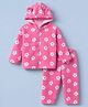 Babyhug Woven Full Sleeves Co-ord Hooded Sweater and Pant Winter Set with Floral Print - Pink