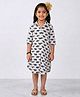 Kinder Kids Cotton Woven Three Fourth Sleeves Elephant Printed Shirt Style Dress - Blue & White