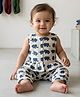 Kinder Kids Cotton Woven Sleeveless Elephant Printed Coordinating Top & Pants Set - Blue & White