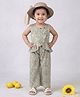 Kinder Kids Cotton Woven Sleeveless Floral Printed Coordinating Top & Pants Set - Green