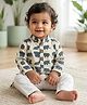 Kinder Kids Cotton Woven Full Sleeves Elephant Printed Kurta & Pyjama Set - White & Blue