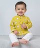 Kinder Kids Cotton Woven Full Sleeves Elephant Printed Kurta & Pyjama Set - Green