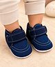 Daizy Solid Velcro Closure Booties - Navy Blue