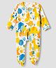 Babyhug Cotton Knit Full Sleeves Sleepsuit with Animal & Tropical Print - Yellow