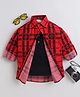BAATCHEET Cotton Woven Full Sleeves Checked Shirt With Attached Tee - Red