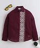 BAATCHEET Cotton Woven Full Sleeves Abstract Embroidered Shirt - Maroon