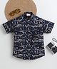 BAATCHEET Cotton Woven Half Sleeves Abstract Printed Shirt - Navy Blue