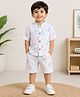 BAATCHEET Cottton Woven Half Sleeves Space Theme Printed Coordinating Shirt & Shorts Set - White