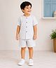 BAATCHEET Cottton Woven Half Sleeves Geometric Printed Shirt & Shorts Set - Grey