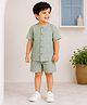 BAATCHEET Cottton Woven Half Sleeves Geometric Printed Shirt & Shorts Set - Green
