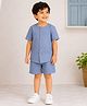BAATCHEET Cottton Woven Half Sleeves Geometric Printed Shirt & Shorts Set - Blue