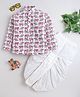 BAATCHEET Cotton Woven Full Sleeves Ethnic Designed Elephant Motifs Printed Dhoti Kurta Set - Maroon