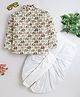 BAATCHEET Cotton Woven Full Sleeves Elephant Motifs Printed Dhoti Kurta Set - Green