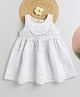 BAATCHEET Cotton Woven Sleeveless Floral Embroidered  Dress - White