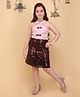 Cutecumber Sequin Woven Sleeveless Embellished & Bow Applique Detailed Dress - Brown