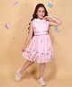 Cutecumber Cotton Woven Sleeveless Floral & Butterfly Printed Dress - Pink