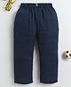 BAATCHEET Cottton Woven Giraffe Button Detailed & Checked Pants - Blue
