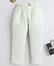 BAATCHEET Cotton Woven Full Length Striped Pant With Giraffe Button and Belt Loop- Green