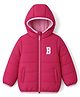 Babyhug Woven Padded Puffer Jacket with Full Sleeves and Letter Patch - Pink