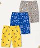 Trampoline Cotton Lycra Knit Pack Of 3 Unicorn & Bees Printed Cycling Shorts - Yellow Grey & Blue