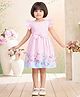 Aarika Cotton Woven Frill Sleeves Checked & Floral Printed Dress - Pink