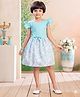 Aarika Cotton Woven Sleeveless Polka Dot & Floral Printed Dress - Firozi