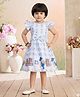 Aarika Cotton Woven Sleeveless Floral Printed Frock - Sky Blue