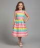 Aarika Cotton Woven Sleeveless Bow Applique Detailed Striped Dress - Multi Colour