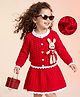 Mark & Mia Viscose Full Sleeves Sweater Set with Bunny Applique - Red