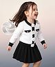 Mark & Mia Viscose Full Sleeves Sweater Set with Floral Applique - White