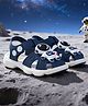 Yellow Bee Astronaut Applique Detailed Button Closure Sandals - Navy Blue