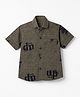 Radutu Cotton Woven Half Sleeves Shirt with Text Print & Pocket - Dark Green