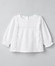 Babyhug 100% Cotton Woven Top with Full Sleeves & Floral Embroidery - White