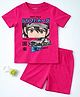 Be Awara Cotton Knit Half Sleeves Car Printed Tee & Shorts Set - Pink