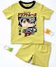 Be Awara Cotton Knit Half Sleeves Car Printed Tee & Shorts Set - Yellow
