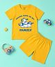 Be Awara Cotton Knit Half Sleeves Drama Runs In My Family Text Printed Tee & Shorts Set - Yellow