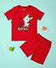 Be Awara Cotton Knit Half Sleeves Apun Hi Toh Boss Hai Text Printed Tee & Shorts Set - Red