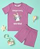 Be Awara Cotton Knit Half Sleeves Dangerously Adorable Text Printed Tee & Shorts Set - Pink