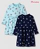 Honeyhap Premium 100% Cotton Knit Frock With Floral Print Pack of 2 With Bio Finish - in Limoges/Spun Sugar
