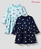 Honeyhap Premium 100% Cotton Knit Frock With Floral Print Pack of 2 With Bio Finish - in Limoges/Spun Sugar